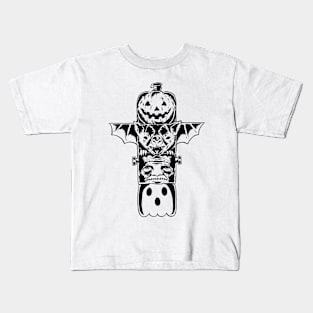 Halloween Totem Pole (B&w) Kids T-Shirt